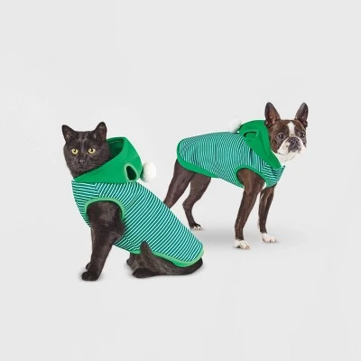 Dog and Cat Hoodie - Green Striped - Wondershop™ 4 Dog and Cat Hoodie - Green Striped - Wondershop™ - Image 4