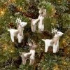 4pk Fabric Deer Christmas Tree Ornament Set White/Brown - Wondershop™