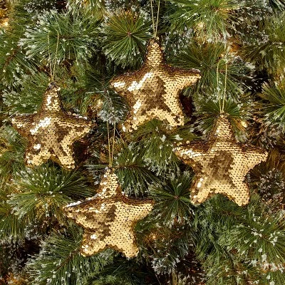 4ct Sequined Star Christmas Tree Ornament Set Gold - Wondershop™ 1 4ct Sequined Star Christmas Tree Ornament Set Gold - Wondershop™