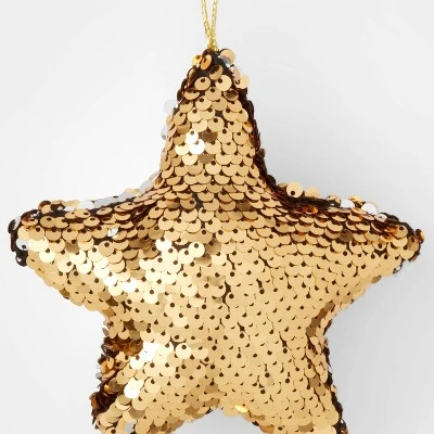 4ct Sequined Star Christmas Tree Ornament Set Gold - Wondershop™ 2 4ct Sequined Star Christmas Tree Ornament Set Gold - Wondershop™ - Image 2