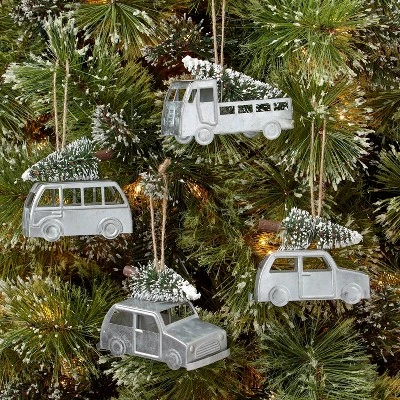 4ct Galvanized Metal Vehicle Christmas Tree Ornament Set - Wondershop™ 1 4ct Galvanized Metal Vehicle Christmas Tree Ornament Set - Wondershop™