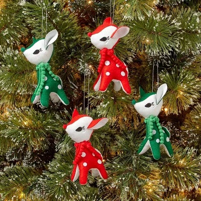 4ct Fabric Retro Reindeer Christmas Tree Ornament Set Red/Green - Wondershop™ 1 4ct Fabric Retro Reindeer Christmas Tree Ornament Set Red/Green - Wondershop™