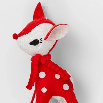 4ct Fabric Retro Reindeer Christmas Tree Ornament Set Red/Green - Wondershop™ 2 4ct Fabric Retro Reindeer Christmas Tree Ornament Set Red/Green - Wondershop™ - Image 2