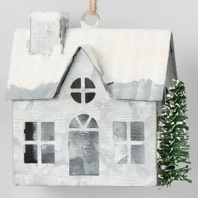 4ct Galvanized Metal Village Christmas Tree Ornament Set - Wondershop™ 2 4ct Galvanized Metal Village Christmas Tree Ornament Set - Wondershop™ - Image 2