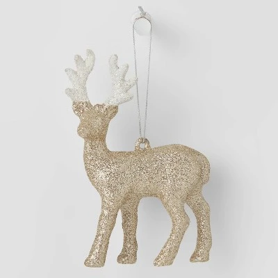 4pk Glitter Deer Christmas Tree Ornament Set Gold/White - Wondershop™ 2 4pk Glitter Deer Christmas Tree Ornament Set Gold/White - Wondershop™ - Image 2