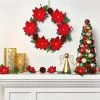 15" Fabric Poinsettia Decorative Wreath - Wondershop™