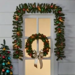 20" Pre-lit Pine Artificial Christmas Wreath Multicolor Lights - Wondershop™