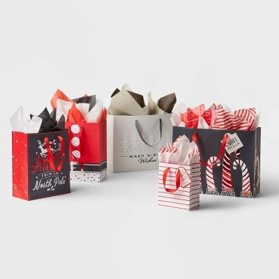 5ct Assorted Gift Bag Red/White/Silver - Wondershop™ 1 5ct Assorted Gift Bag Red/White/Silver - Wondershop™