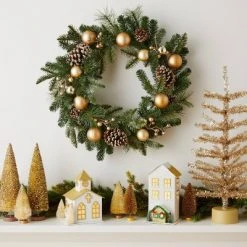 9" Battery Operated Decorative Paper House White/Gold - Wondershop™