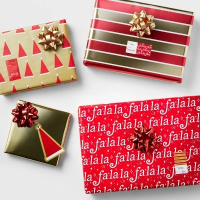 80 sq ft Gift Wrap Pack Red/Gold - Wondershop™ 1 80 sq ft Gift Wrap Pack Red/Gold - Wondershop™