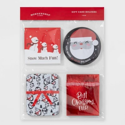 4ct Gift Card Holder Santa/Snowman/Penguin - Wondershop™ 2 4ct Gift Card Holder Santa/Snowman/Penguin - Wondershop™ - Image 2