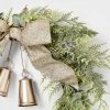20in Unlit Cedar Eucalyptus with Gold Bells & Champagne Ribbon Bow Christmas Wreath - Wondershop™