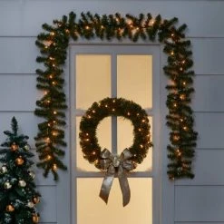 20" Pre-lit Pine Artificial Christmas Wreath Clear Lights - Wondershop™