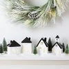 10pc Battery Operated Decorative Ceramic Village Kit White/Black with Green Trees - Wondershop™