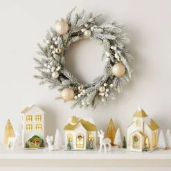 12pc Battery Operated Decorative Village Kit White/Gold - Wondershop™