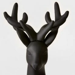 12" Plastic Sitting Deer Decorative Figurine Black - Wondershop™