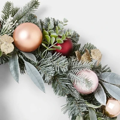 22in Mixed Artificial Pine Christmas Wreath with Shatterproof Ornaments Gold, Burgundy & Blush - Wondershop™ 3 22in Mixed Artificial Pine Christmas Wreath with Shatterproof Ornaments Gold, Burgundy & Blush - Wondershop™ -Wondershop Sales unnamed file 1248