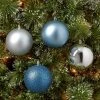 12ct Round Plastic Christmas Tree Ornament Set - Wondershop™ Blue/silver
