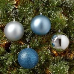 12ct Round Plastic Christmas Tree Ornament Set - Wondershop⢠Blue/silver