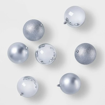 12ct Round Plastic Christmas Tree Ornament Set - Wondershop™ Blue/silver 5 12ct Round Plastic Christmas Tree Ornament Set - Wondershop™ Blue/silver - Image 5