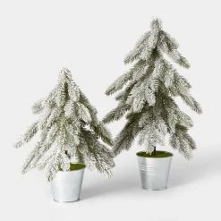 Large Flocked Christmas Tree in Galvanized Bucket Decorative Figurine Silver - Wondershop™