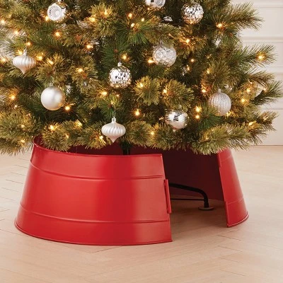 27" Metal Tree Collar Glossy Red - Wondershop™ 2 27" Metal Tree Collar Glossy Red - Wondershop™ - Image 2