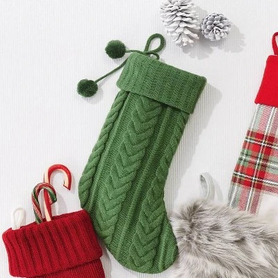 Cable Knit Christmas Stocking Green - Wondershop™ 1 Cable Knit Christmas Stocking Green - Wondershop™