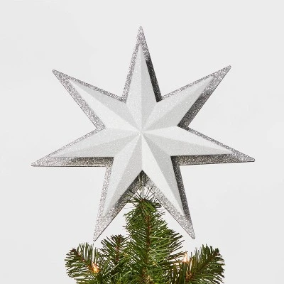 13in 21ct LED Light Glitter Star with Silver Glitter Star Tree Topper - Wondershop™ 1 13in 21ct LED Light Glitter Star with Silver Glitter Star Tree Topper - Wondershop™