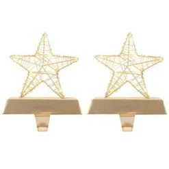2pk Dew Drop Light Up Star Christmas Stocking Holder Light Gold - Wondershop™