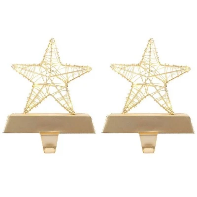 2pk Dew Drop Light Up Star Christmas Stocking Holder Light Gold - Wondershop™ 1 2pk Dew Drop Light Up Star Christmas Stocking Holder Light Gold - Wondershop™