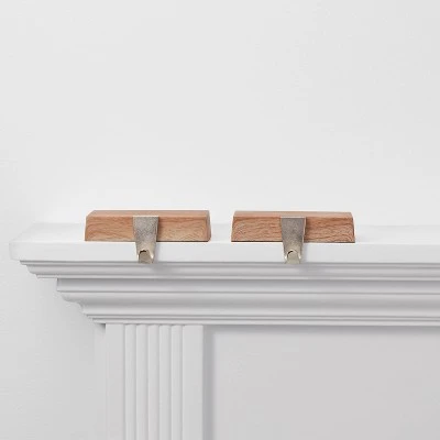 2pk Faux Wood Base Christmas Stocking Holder - Wondershop™ 1 2pk Faux Wood Base Christmas Stocking Holder - Wondershop™