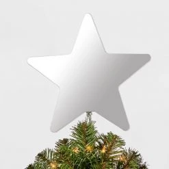 12in 51 LED Light Infinity Star Mirror Tree Topper White/Silver - Wondershop™