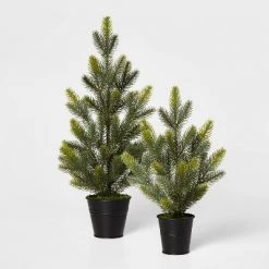 Large Greenery Christmas Tree in Black Bucket Decorative Figurine Green - Wondershop™