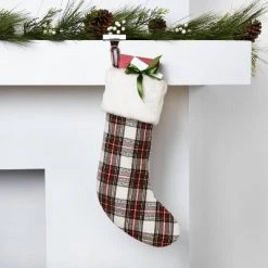 Plaid Christmas Stocking White - Wondershop™