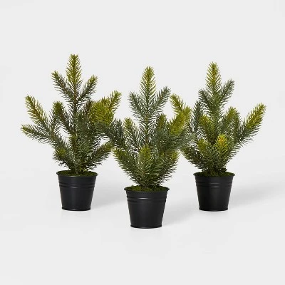 3pc Greenery Tree in Black Bucket Green - Wondershop™ 1 3pc Greenery Tree in Black Bucket Green - Wondershop™