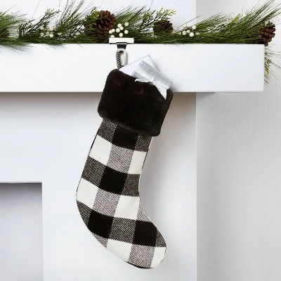 Buffalo Plaid Christmas Stocking with Faux Fur Cuff Black/Ivory - Wondershop™ 1 Buffalo Plaid Christmas Stocking with Faux Fur Cuff Black/Ivory - Wondershop™