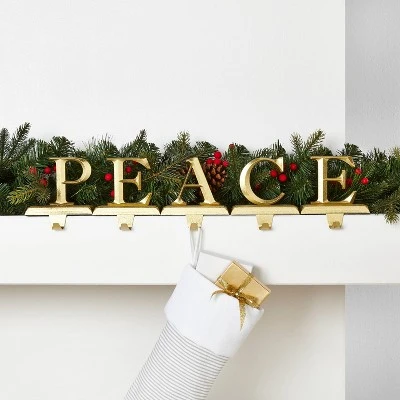 5pk Metal PEACE Christmas Stocking Holder - Wondershop™ Gold 1 5pk Metal PEACE Christmas Stocking Holder - Wondershop™ Gold