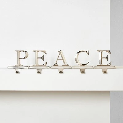 5pk Metal PEACE Christmas Stocking Holder - Wondershop™ Gold 3 5pk Metal PEACE Christmas Stocking Holder - Wondershop™ Gold - Image 3