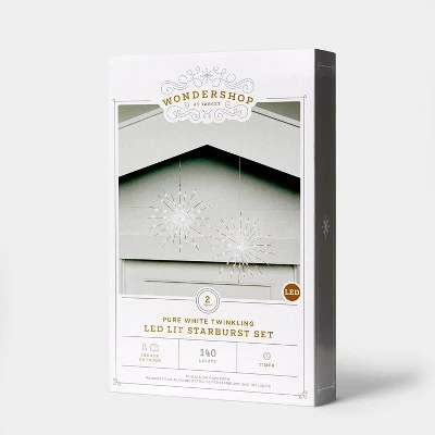 2pk LED 140LT Battery Operated Christmas Starburst Pure White - Wondershop™ 1 2pk LED 140LT Battery Operated Christmas Starburst Pure White - Wondershop™