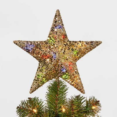 10in LED Lit Sequin Wrapped Star Tree Topper - Wondershop™ Silver 2 10in LED Lit Sequin Wrapped Star Tree Topper - Wondershop™ Silver - Image 2