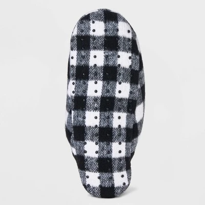 Adult Buffalo Check Plaid Fleece Lined Pull-On Slipper Socks with Huggable Heel & Grippers - Wondershop™ Black/White 3 Adult Buffalo Check Plaid Fleece Lined Pull-On Slipper Socks with Huggable Heel & Grippers - Wondershop™ Black/White - Image 3