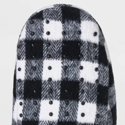 Adult Buffalo Check Plaid Fleece Lined Pull-On Slipper Socks with Huggable Heel & Grippers - Wondershop™ Black/White 4 Adult Buffalo Check Plaid Fleece Lined Pull-On Slipper Socks with Huggable Heel & Grippers - Wondershop™ Black/White - Image 4