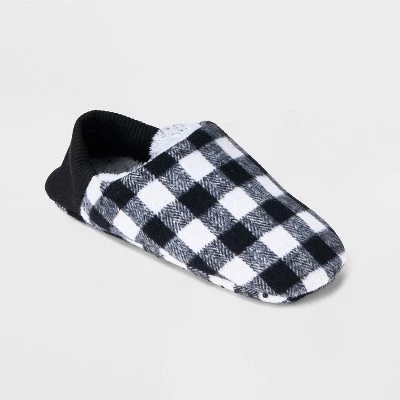 Adult Buffalo Check Plaid Fleece Lined Pull-On Slipper Socks with Huggable Heel & Grippers - Wondershop™ Black/White 7 Adult Buffalo Check Plaid Fleece Lined Pull-On Slipper Socks with Huggable Heel & Grippers - Wondershop™ Black/White - Image 7