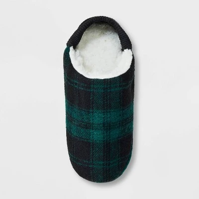 Adult Plaid Faux Shearling Lined Pull-On Slipper Socks with Huggable Heel & Grippers - Wondershop™ Green/Black 2 Adult Plaid Faux Shearling Lined Pull-On Slipper Socks with Huggable Heel & Grippers - Wondershop™ Green/Black - Image 2