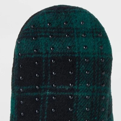 Adult Plaid Faux Shearling Lined Pull-On Slipper Socks with Huggable Heel & Grippers - Wondershop™ Green/Black 4 Adult Plaid Faux Shearling Lined Pull-On Slipper Socks with Huggable Heel & Grippers - Wondershop™ Green/Black - Image 4