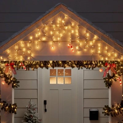 150ct Incandescent Icicle Lights with Novelty Accent Clear with White Wire - Wondershop™ White Rattan Star 1 150ct Incandescent Icicle Lights with Novelty Accent Clear with White Wire - Wondershop™ White Rattan Star
