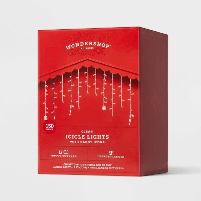 150ct Incandescent Icicle Lights with Novelty Accent Clear with White Wire - Wondershop™ White Rattan Star 3 150ct Incandescent Icicle Lights with Novelty Accent Clear with White Wire - Wondershop™ White Rattan Star - Image 3