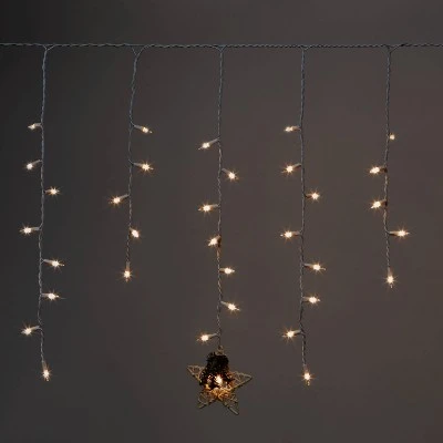150ct Incandescent Icicle Lights with Novelty Accent Clear with White Wire - Wondershop™ White Rattan Star 7 150ct Incandescent Icicle Lights with Novelty Accent Clear with White Wire - Wondershop™ White Rattan Star - Image 7