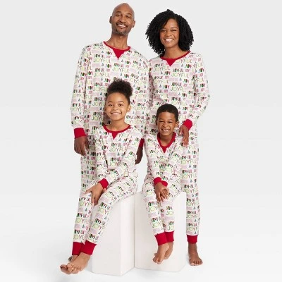Men's Holiday Joyful Print Matching Family Pajama Set - Wondershop™ Cream 2 Men's Holiday Joyful Print Matching Family Pajama Set - Wondershop™ Cream - Image 2
