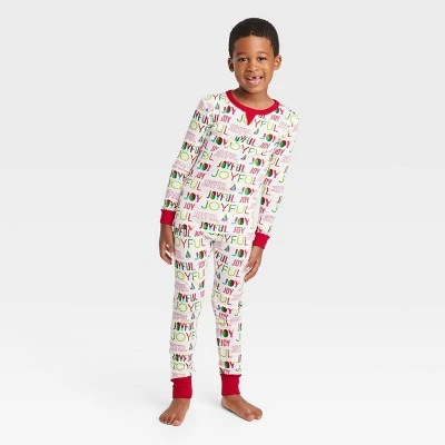 Kids' Holiday Joyful Print Matching Family Pajama Set - Wondershop™ White 7 Kids' Holiday Joyful Print Matching Family Pajama Set - Wondershop™ White - Image 7
